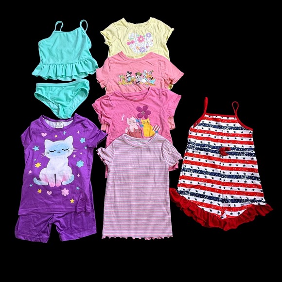 Mixed Brands Other - Girls Size 5T 5 Clothing Lot 8pc Shein Old Navy Disney Garanimals Swim PJ Tees